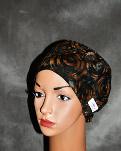 Mahogany Swirls Snappi Two Satin Scrub Hat