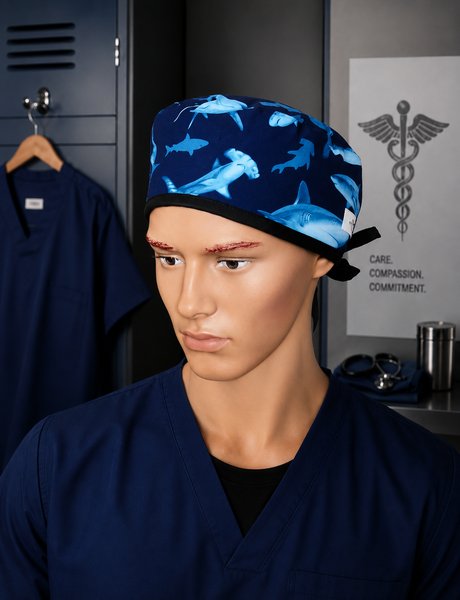 The Deep Blue Black Tie Traditional Scrub Hat
