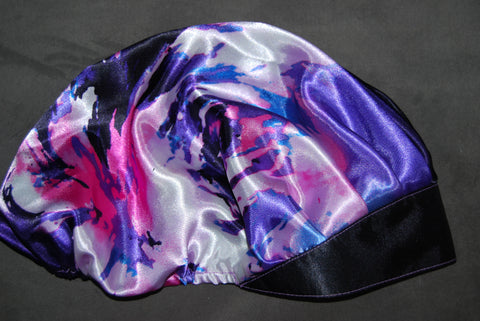 Motif Purple Satin Pleated Scrub Hat