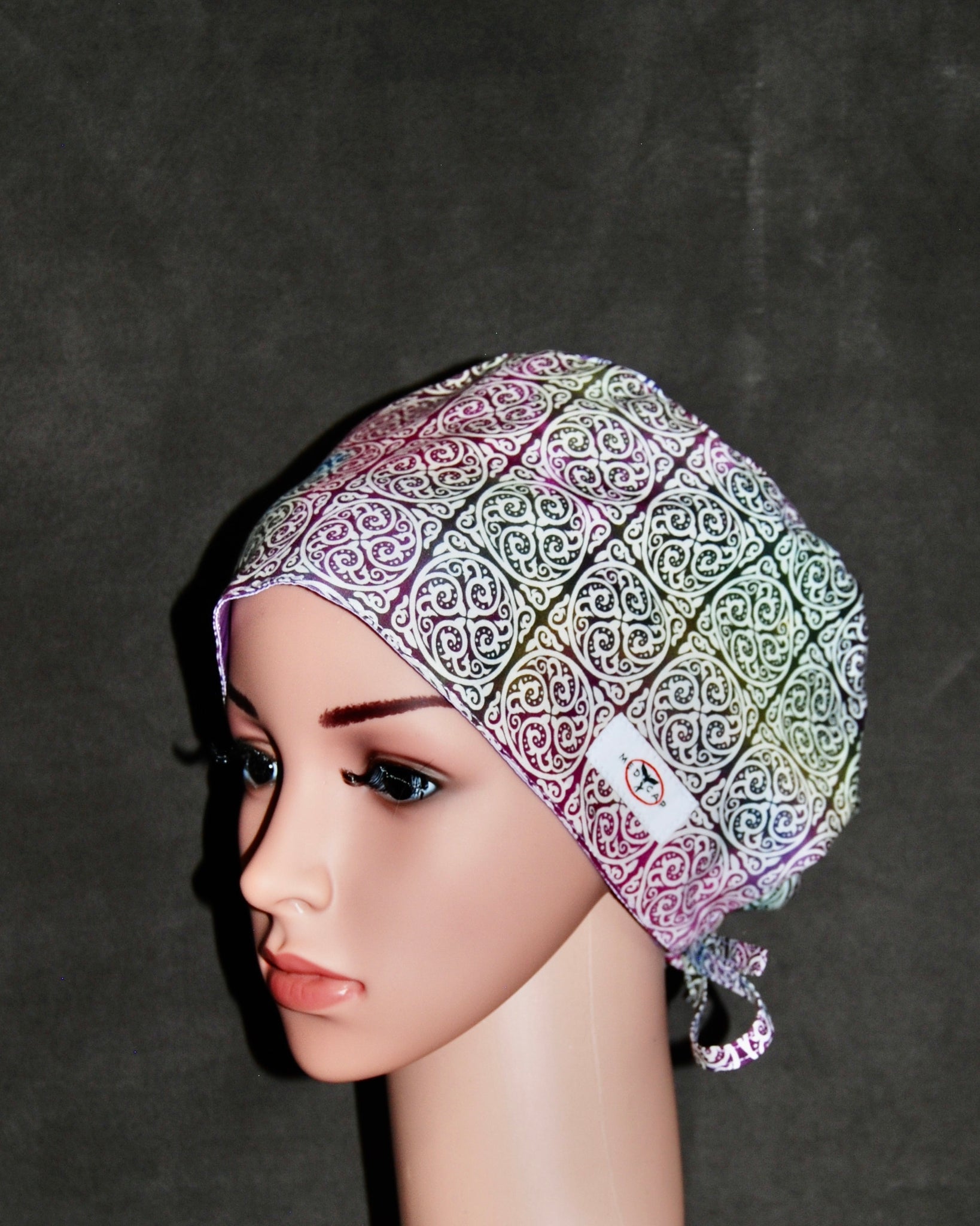 Lattice Dream Scape Silhouette Satin Tie Scrub Hat