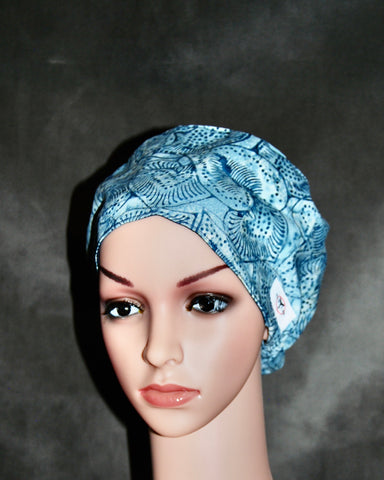 Stencil Blue Heart Snappi Two Satin Scrub Hat