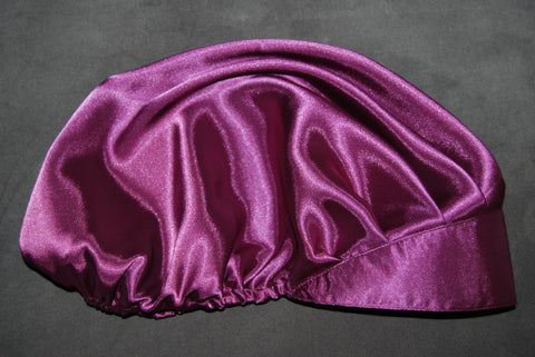 PLUM Satin Solid Color Pleated Bouffant Scrub Hat