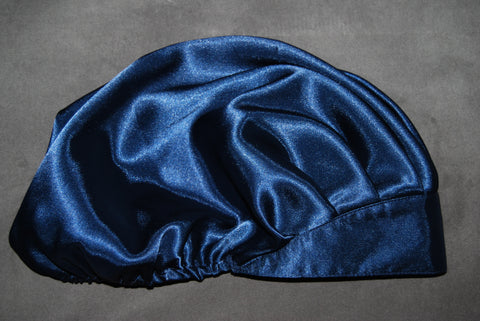 NAVY Satin Solid Color Pleated Bouffant Scrub Hat