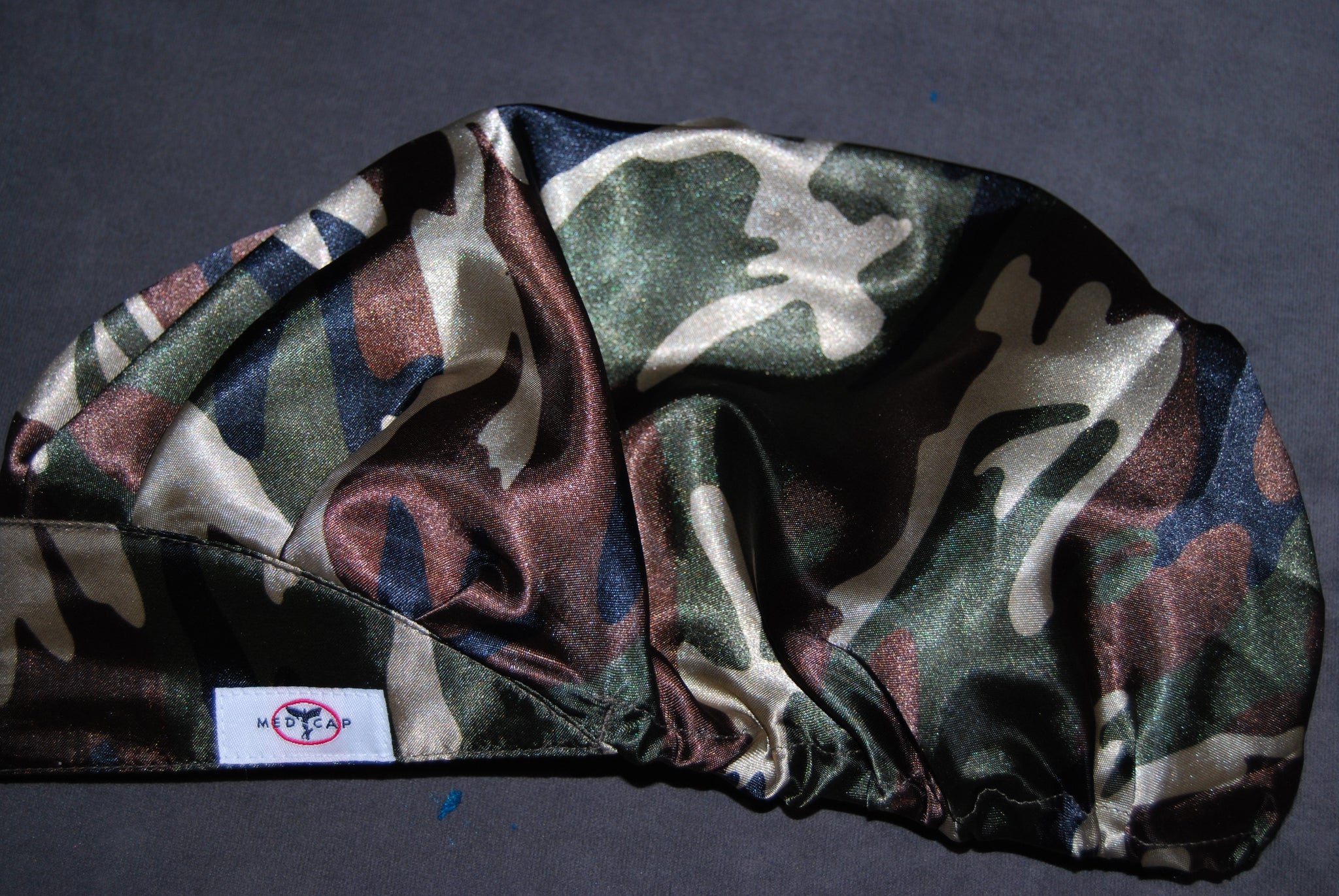 Camouflage Satin Pleated Scrub Hat