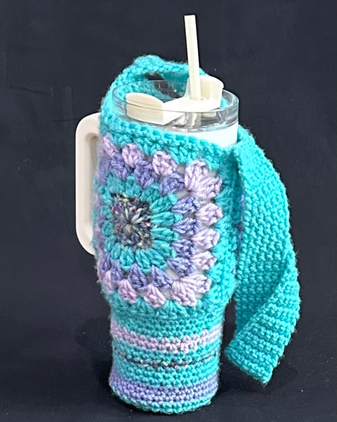 Turquoise Crochet Water Bottle Holder