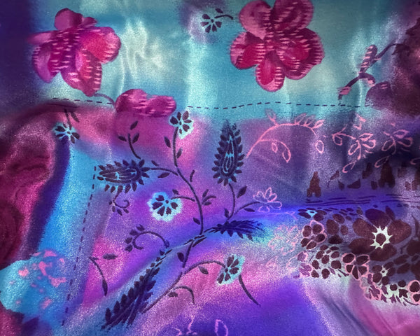 Purple Blue Blossom Dreams Satin Scrub Hat