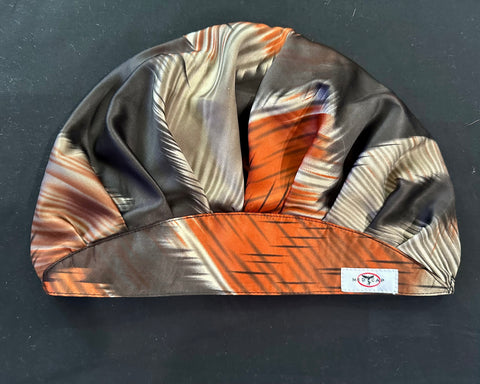 Orange Streaked Melody Satin Pleated Scrub Hat