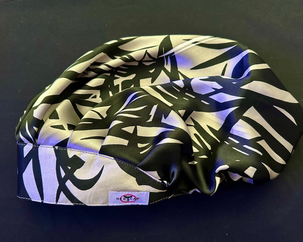 Silver Black and a Lightning Forest Grove Satin Scrub Hat