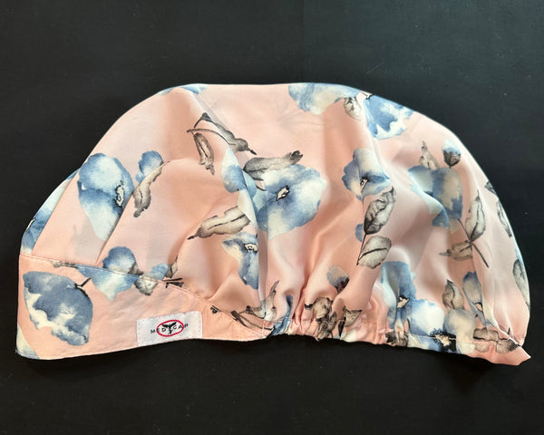 Poppy Blue PinK Satin Pleated Featherweight Scrub Hat