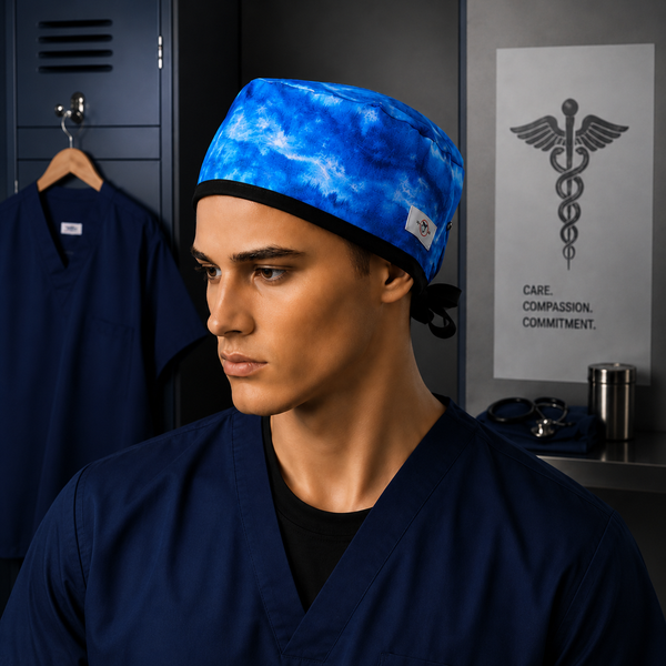 Blue Tide Black Tie Traditional Scrub Hat