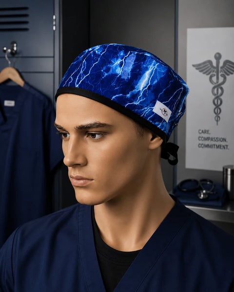 Lightning Strikes Black Tie Traditional Scrub Hat
