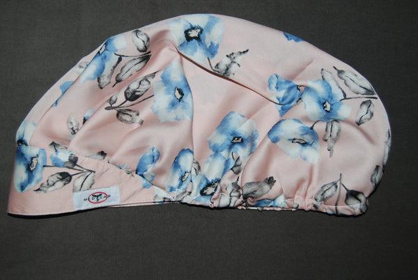Buff Blue Floral Love Notes Satin Pleated Featherweight Scrub Hat