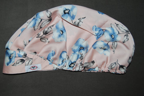 Buff Blue Floral Love Notes Satin Pleated Featherweight Scrub Hat