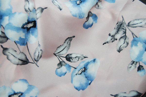 Buff Blue Floral Love Notes Satin Pleated Featherweight Scrub Hat