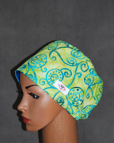 Turquoise Curls Lime Snappi Two Snappi Scrub Hat