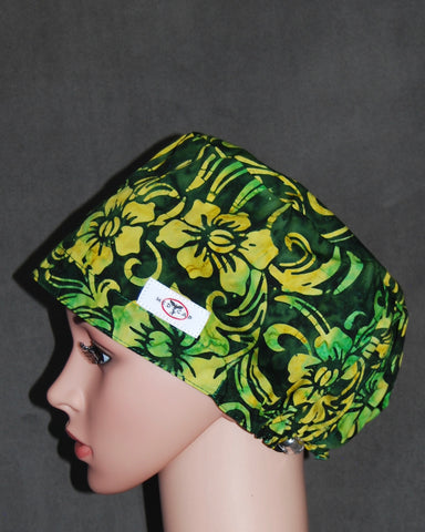 Lemon Lime Bloom Snappi Two Satin Scrub Hat