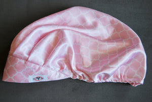 Lattice Pink Satin Pleated Scrub Hat
